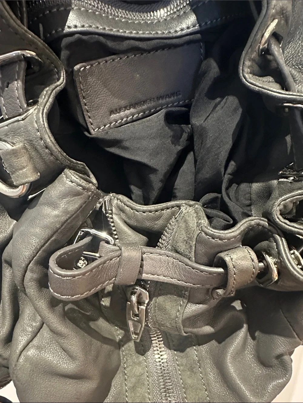 Alexander Wang Gray Leather Multi-Zip Backpack